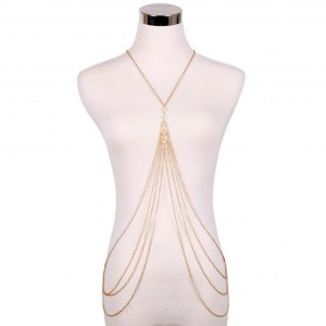 Girls Multi Layer Pearl Tassel Jewelry Bikini Swimwear Accessory Body Chain Dress