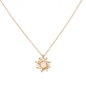 Lady accessories europe fashion gemstone sun flower pendant necklaces