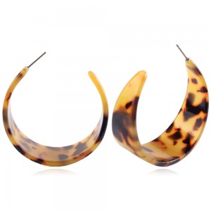 New Arrival Geometric Semi Circle Earring Tortoise Resin Hoop Earrings