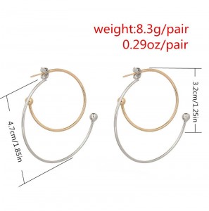 Ladies earrings designs silver tone geometric hoop metal earrings