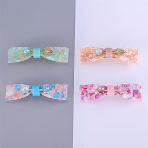 Colorful french girls accessory hair and jewelry big acrylic bow tie hairpin