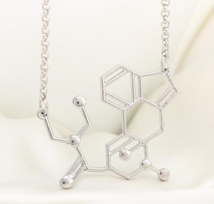 Science Jewelry Women Metal Chemistry Double Helix DNA Molecule Pendant Necklace