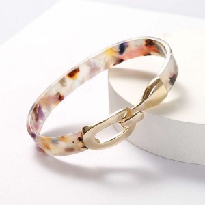 WENZHE Trend custom new acrylic acetate plate open bracelet alloy metal buckle female bracelet