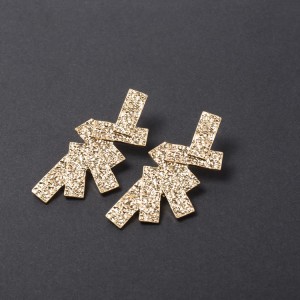 Newest Design Metal Geometric Gold Plated Earrings Wholesale Jewelry Folded Gold Earrings