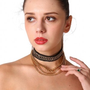 Custom multi layer chains pendant women choker jewelry necklace