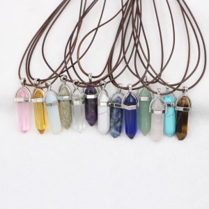 Custom Made Natural Stone Bullet Shaped Pendant Necklaces Turquoise Crystal Stone Pendant Necklace Women Jewelry