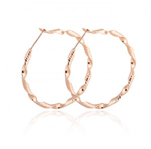 Newest Fashion Women Jewelry Rose Gold Big Twisted Hoop Earrings