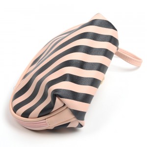 WENZHE Custom Stripe Pattern Letter Cosmetic Bag