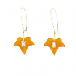 Lady Accessory Enamel Gold Maple Leaf Pendant Dangle Earrings New Designs Earring