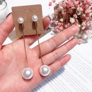 New trend charm fashion white pearl fancy long chain dangle gold earrings design