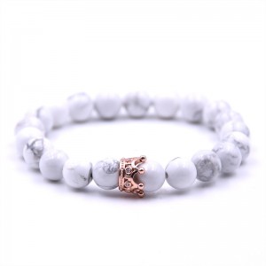 New Design Trendy Crown Natural Agate Stone Bead Bracelet For Men