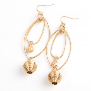 WENZHE Bohemian Style Gold Alloy Ball Drop Earring