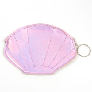 WENZHE Pink Shell Shape PU Leather Lady Mini Coin Purse