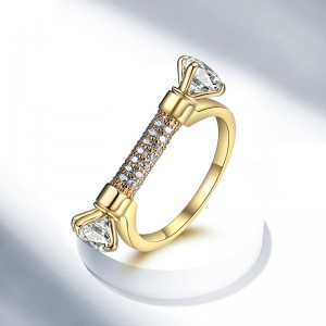 New Style 24K Gold D Shape AAA Cubic Zirconia Paved Wedding Ring