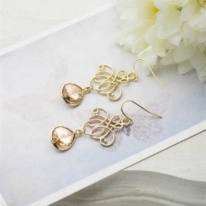 Latest beads design jewelry gold crystal pendant earrings for women