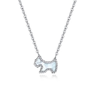 New Titanium Steel Rose Gold Cute Dog Animal Necklace Women Pendant Chain Choker Necklace