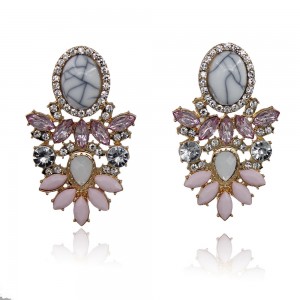 Wholesale Women Fashion Earrings Jewelry Crystal Rhinestone White Turquoise Earrings
