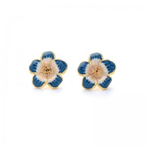 Fresh enamel glaze flower earring studs female temperament Korean fashion earring for woman