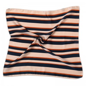 WENZHE Wholesale Fashionable New Design Custom Stripe Pattern Small Square Hair Silk Scarf For Women