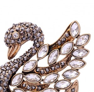 Custom Vintage Women Jewelry Full Crystal Swan Brooch