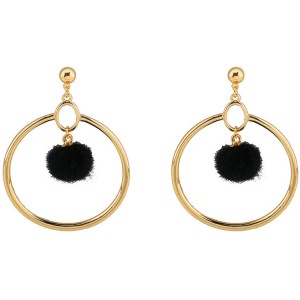 New fashion pretty big circle earrings European and American style circle fur ball pompom earrings