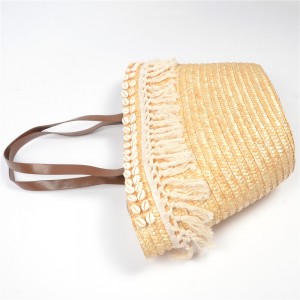 WENZHE New Design Women Handbags Shell Tassel Summer Straw Beach Bag