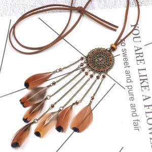 Fashion Feather Necklaces Wholesale Handmade Boho Tassel Necklace