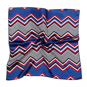 WENZHE Wholesale Fashionable New Design Custom Stripe Pattern Small Square Hair Silk Scarf For Women