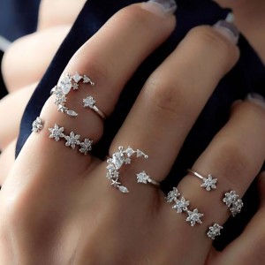 Europe and America Bohemian 5 piece set diamond set ring