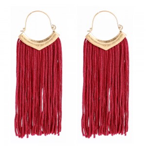 Personality braided tassel earrings fashion Bohemian style tassel hook earrings