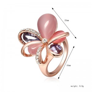 New Arrival Fashion Ladies Jewelry Crystal Rhinestone Opal Flower Cluster Finger Ring