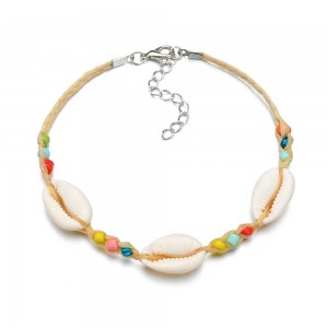 WENZHE Personality ethnic bohemian mixed color rice beads natural shell ankle bracelet women jewelry