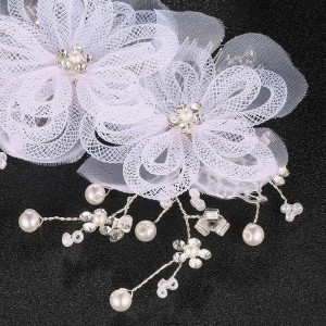 Creative fashion lace flower pearl bride gift wedding alloy headdress hair comb