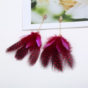 Wholesale Fashion Earrings Jewelry Long Tassel Real Feather Earrings For Women