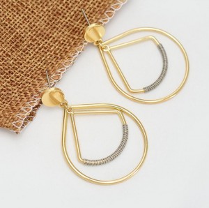 Fancy Gold Plated Metal Drop Earrings Triangle Circle Geometry Earrings
