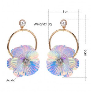 Factory price new hanging flower stud earrings peach blossom earrings