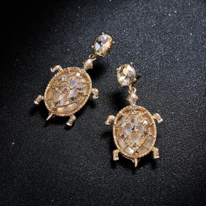 Korea Animal Sex With Ladies Cute Earring Gold Plate Earring Fashion Gold Plated Crystal Turtle Stud Earring