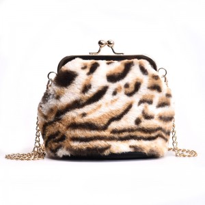 Newest leopard Faux Fur Cross Body Bag Shoulder Bag Long Strip Bag