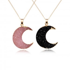 Fashion Jewelry Rose Gold Chain Moon Pendant Necklace