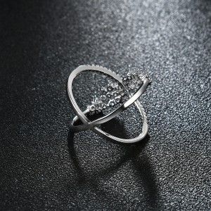 Wholesale Wedding Ring Silver Zircon X Shape Cross Ring For Ladies Finger Bridal Rings