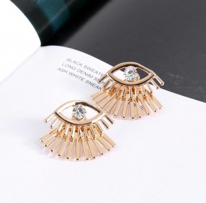 Gold Plated Eyes Eyelash Crystal 2 Layers Earrings New Design For Women