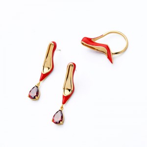 Fashion sexy drop oil red crystal high-heel shoe earring shoes earring