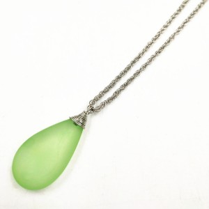 Hot Sale Summer Beach Handmade Jewelry Sea Glass Pendant Silver Chain Frosted Glass Necklace