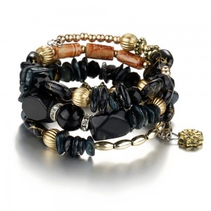Vintage natural stone pine agate beaded bracelet Fashion Colorful bead bracelet wholesale