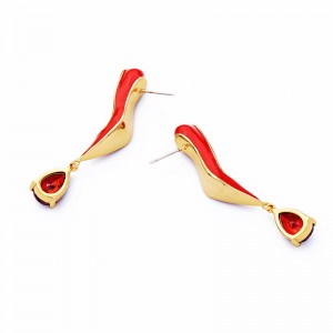 Fashion sexy drop oil red crystal high-heel shoe earring shoes earring