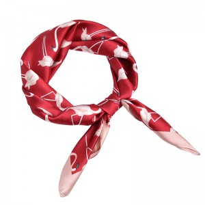 WENZHE Women Girls Spring 70*70cm Flamingo Printed Small Satin Square Scarf