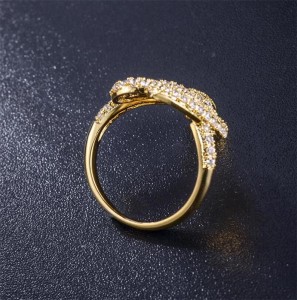 Latest gold ring designs zircon pave setting snake wrap finger ring