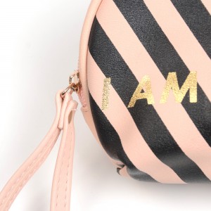 WENZHE Custom Stripe Pattern Letter Cosmetic Bag