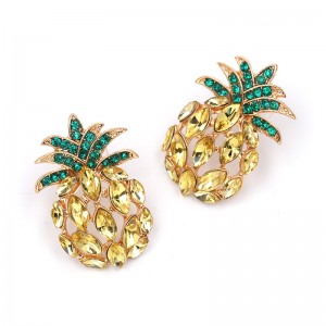 Fashion Jewelry New Hot Sale Fruit Crystal Pineapple Stud Earrings For Women