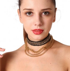 Custom multi layer chains pendant women choker jewelry necklace